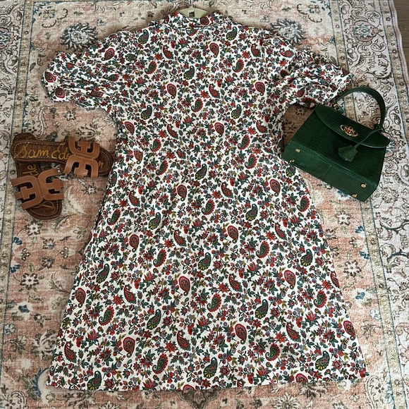 Boden Button Jersey Mini Tee Dandelion Paisley Print Casual Dress Size US 10 - Picture 9 of 16